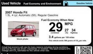 EPA used vehicle label