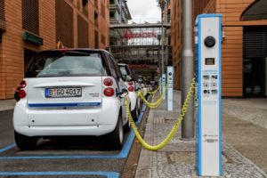 Electric cars charging in German