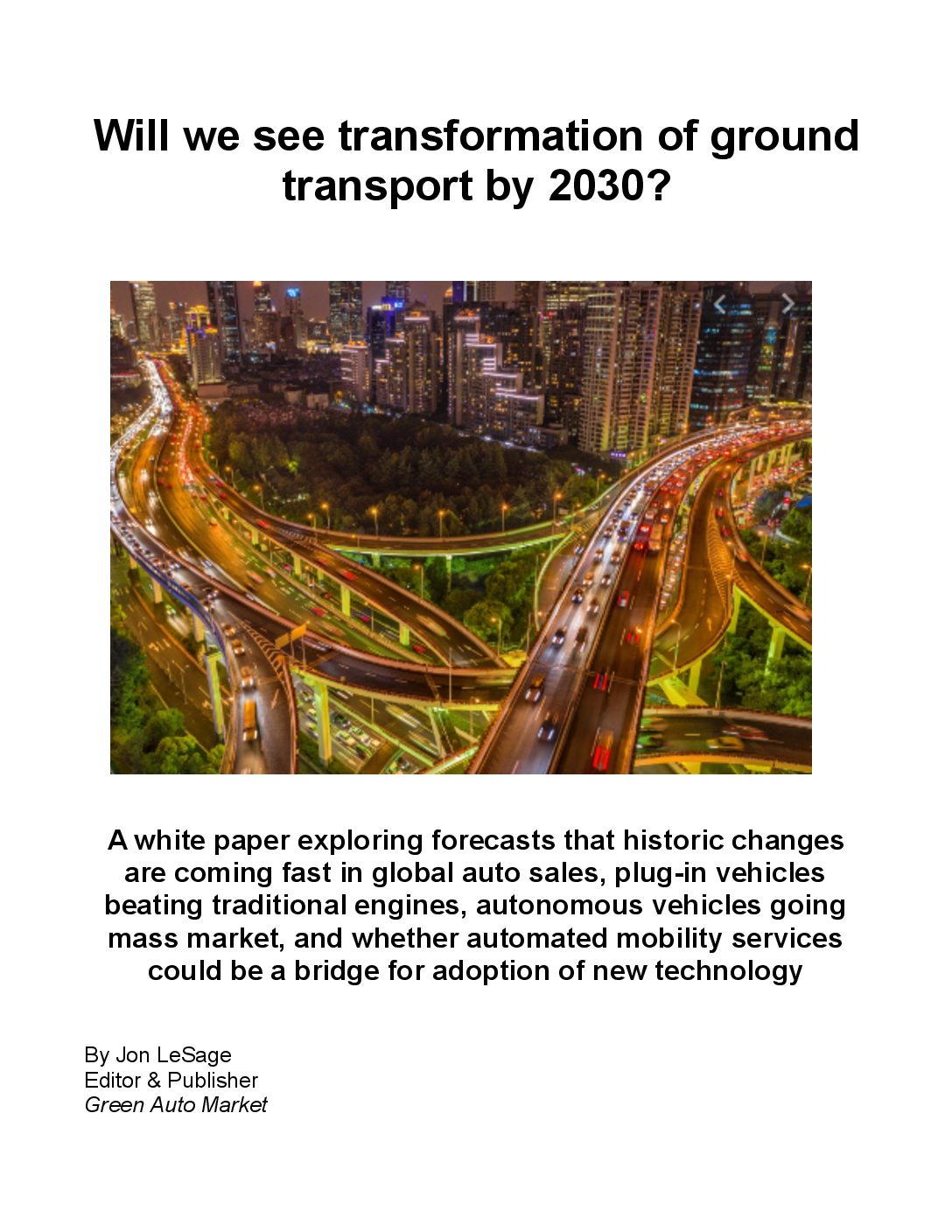 Will we see transformation of ground transport by 2030?